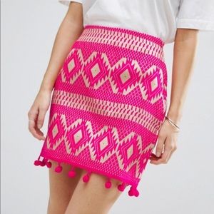ASOS Skirt in Jacquard w Pom Pom